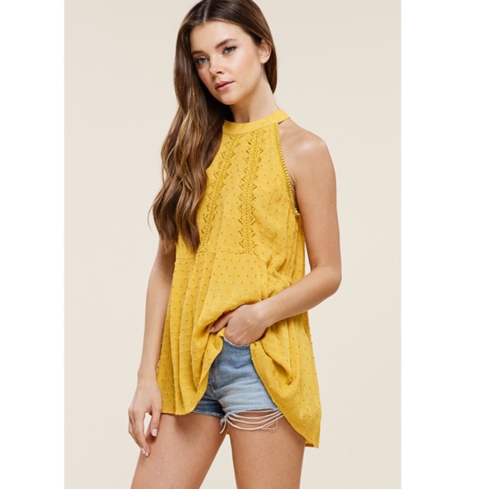 Rosie Halter Neck Mustard Tank - Picture 3 of 6